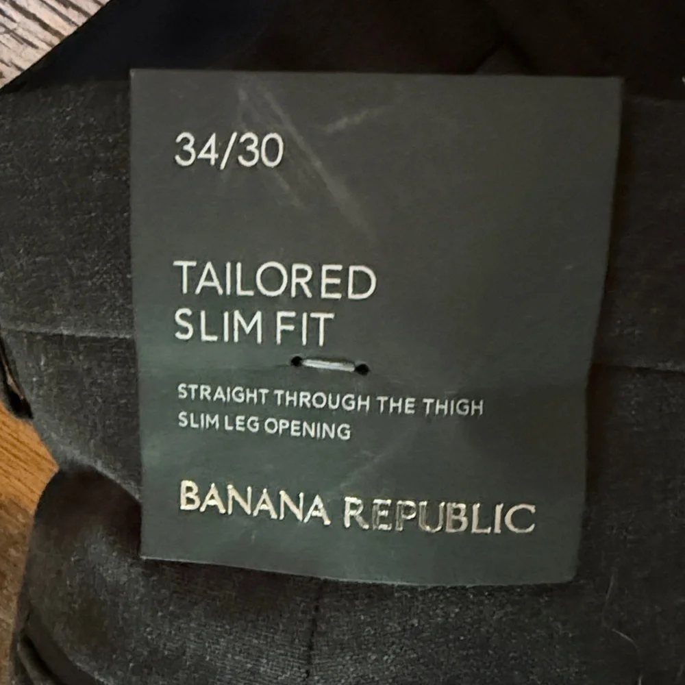 E Banana Republic 34x30 Tailored Slim Fit Office Men's Classic Black Trousers